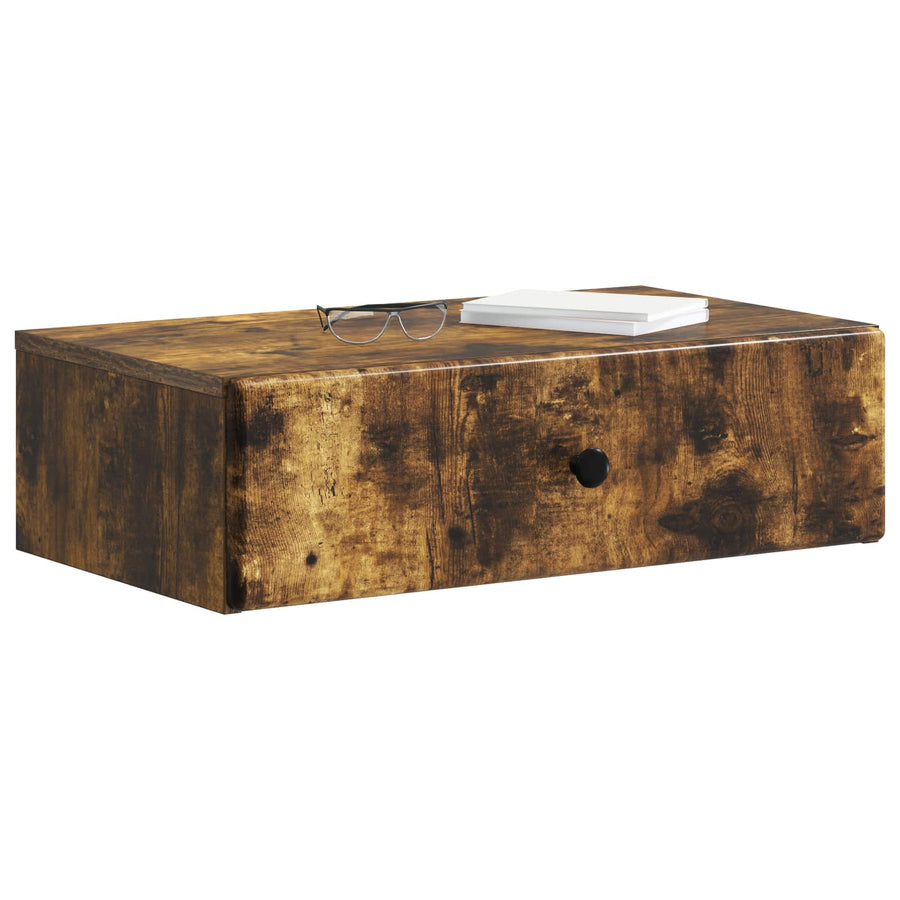 Wandmontage Zijtafel Gerookt eiken 59 x 34,5 x 17 cm