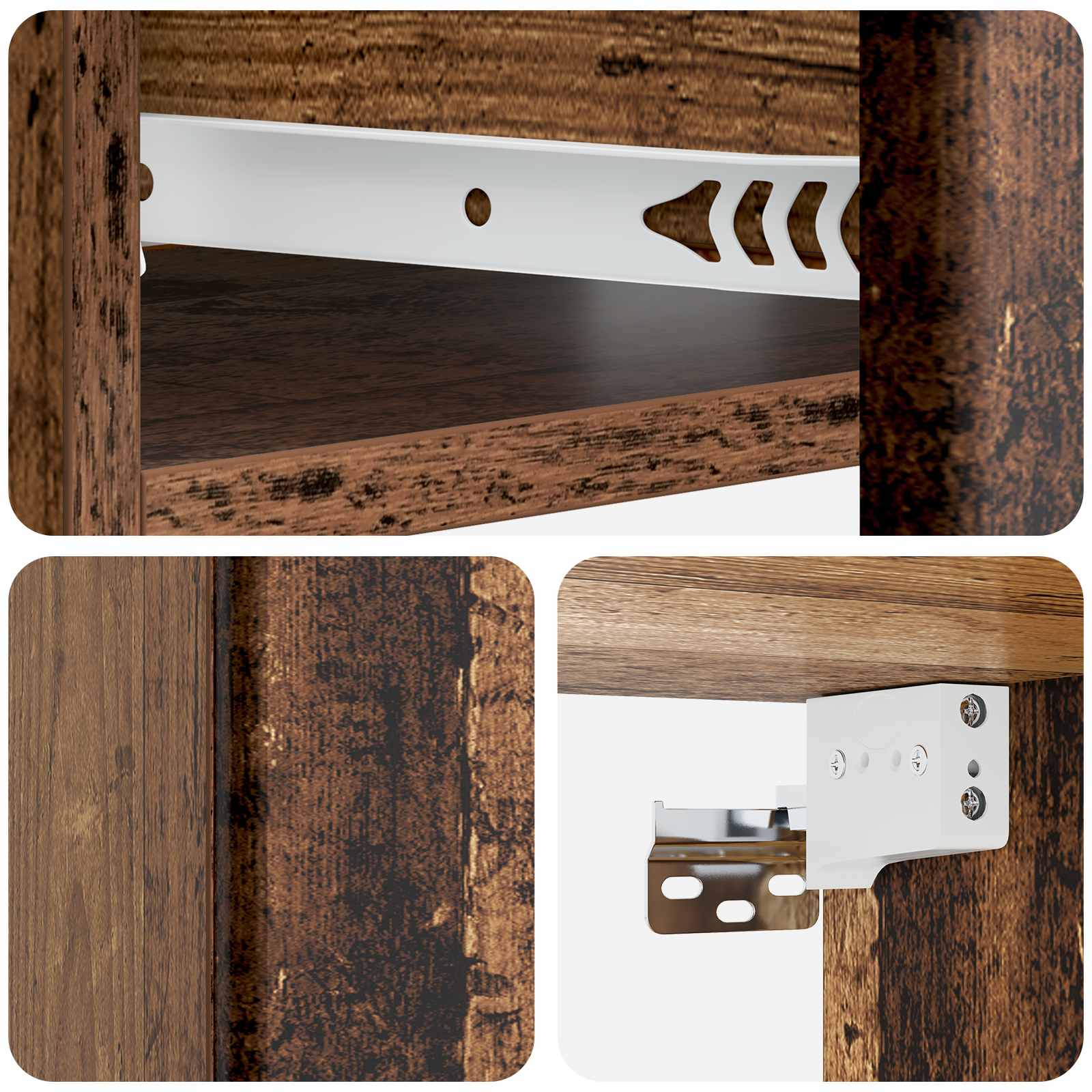 Wandmontage Zijtafel Oud hout 59 x 34,5 x 17 cm Bewerkt hout