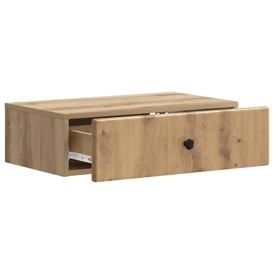 Wandmontage Zijtafel Artisanaal eiken 59 x 34,5 x 17 cm