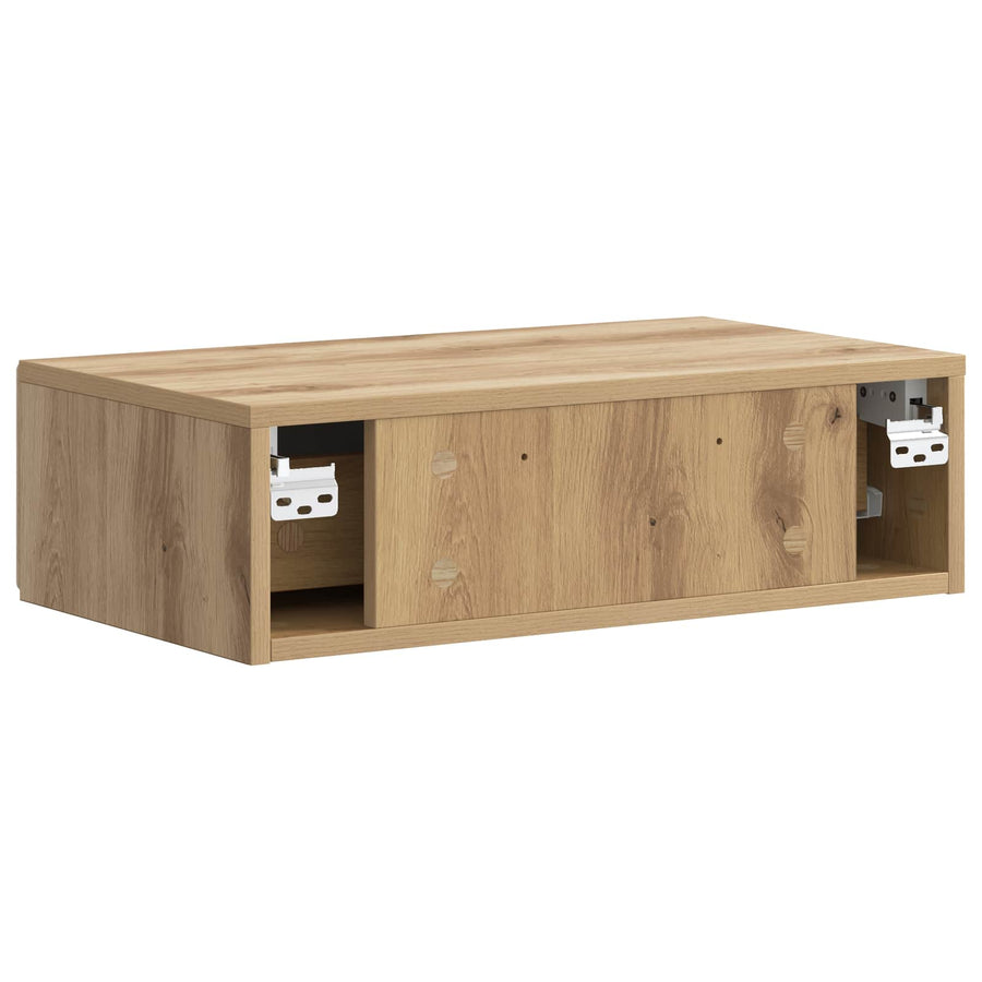 Wandmontage Zijtafel Artisanaal eiken 59 x 34,5 x 17 cm