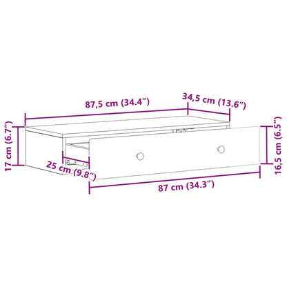 Wandmontage Zijtafel Zwart 87,5 x 34,5 x 17 cm Bewerkt hout