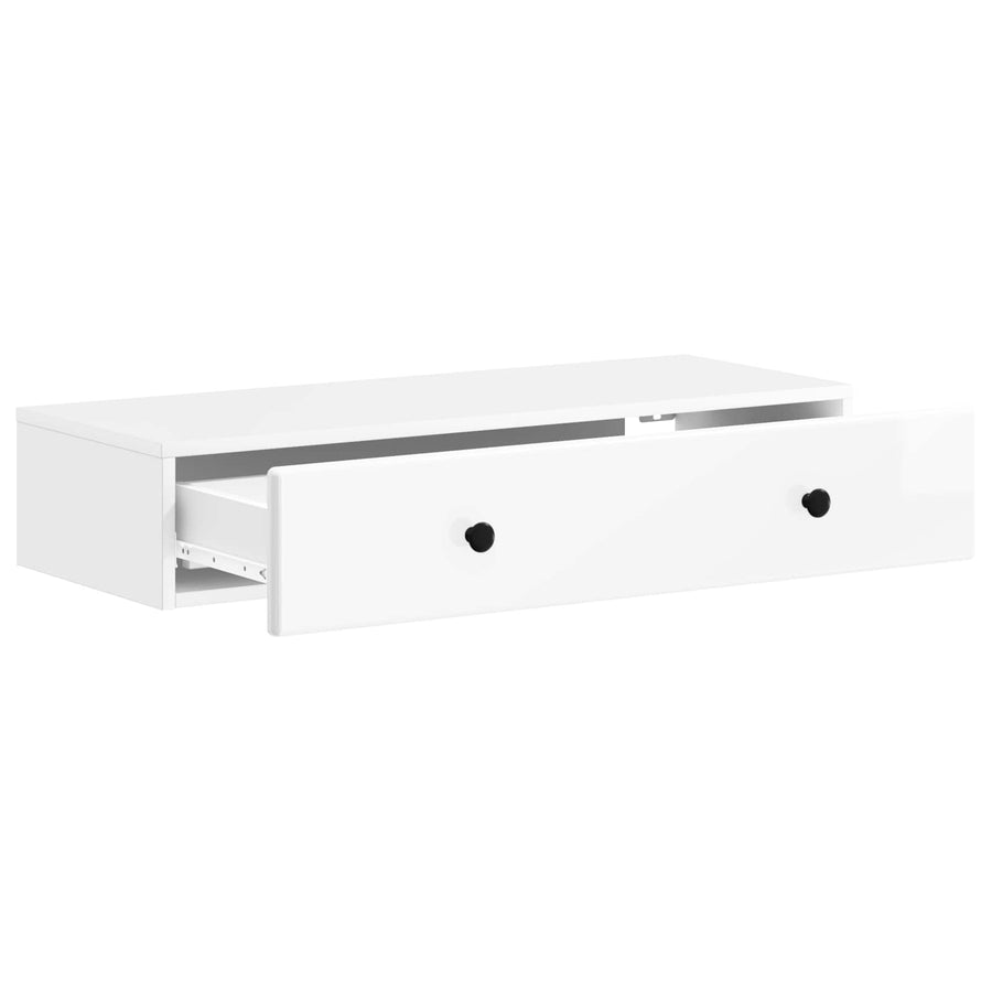 Wandmontage Zijtafel Hoogglans Wit 87,5 x 34,5 x 17 cm