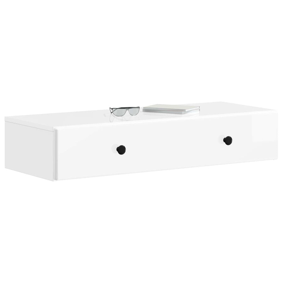 Wandmontage Zijtafel Hoogglans Wit 87,5 x 34,5 x 17 cm