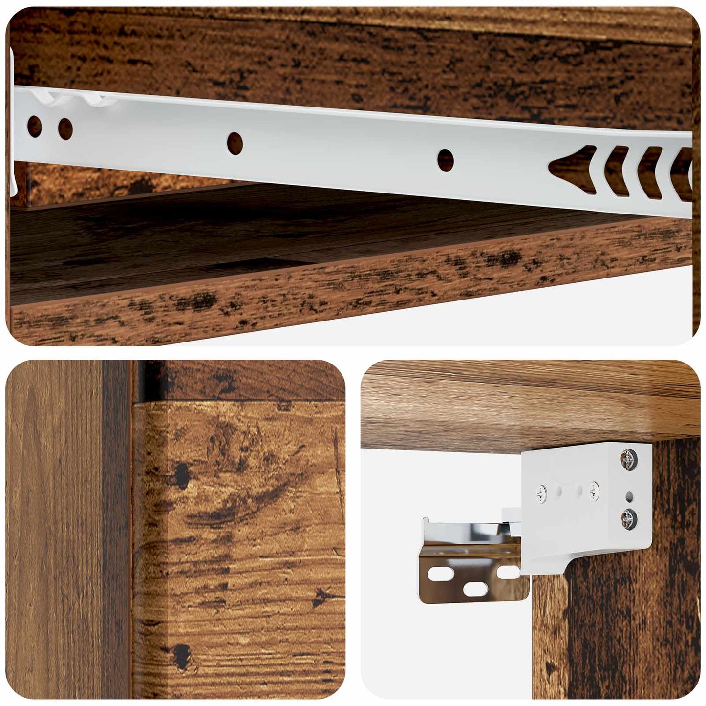 Wandmontage Zijtafel Oud hout 87,5 x 34,5 x 17 cm Bewerkt hout