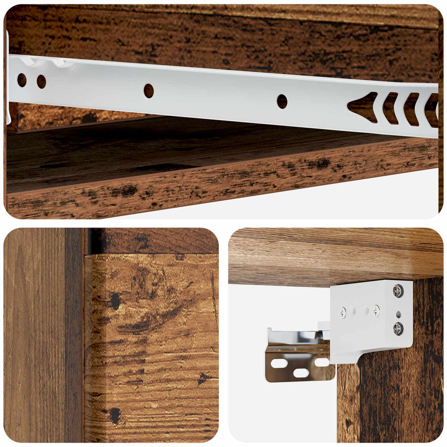 Wandmontage Zijtafel Oud hout 87,5 x 34,5 x 17 cm Bewerkt hout