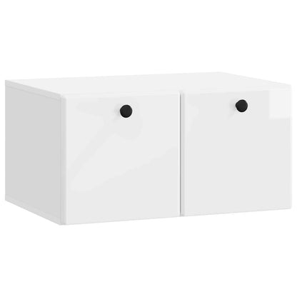 Wandbeugel TV-kast Hoogglans Wit 59,5 x 41 x 30 cm Bewerkt hout