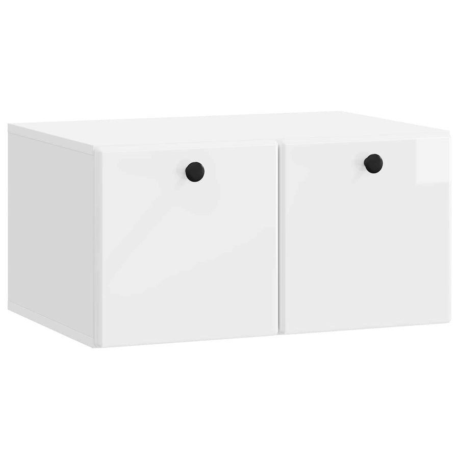 Wandbeugel TV-kast Hoogglans Wit 59,5 x 41 x 30 cm Bewerkt hout