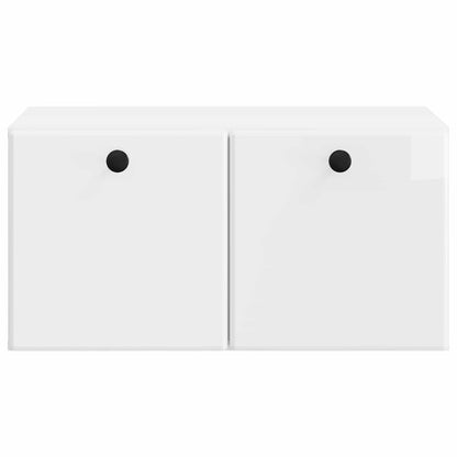Wandbeugel TV-kast Hoogglans Wit 59,5 x 41 x 30 cm Bewerkt hout