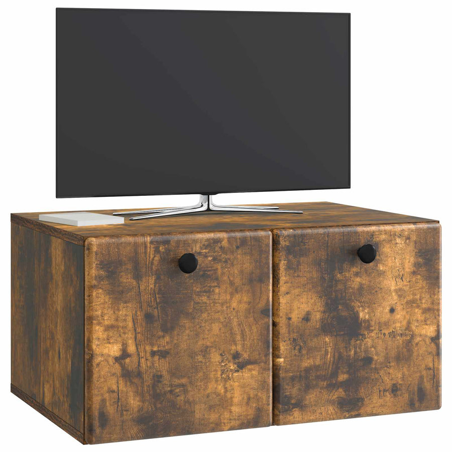 Wandbeugel TV-kast Gerookt eiken 59,5 x 41 x 30 cm Bewerkt hout