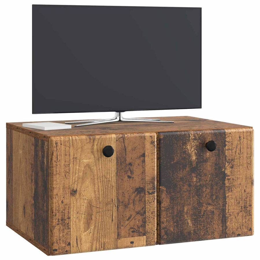 Wandbeugel TV-kast Oud hout 59,5 x 41 x 30 cm Bewerkt hout