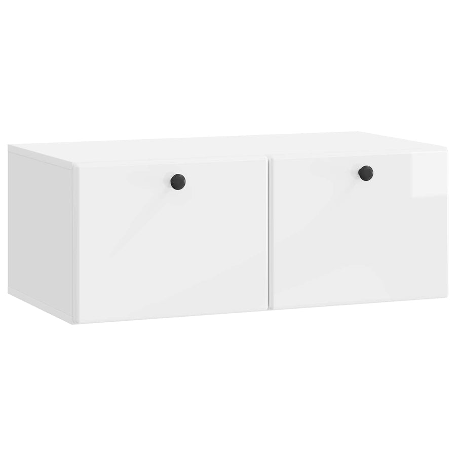 Wandbeugel TV-kast Hoogglans Wit 78,5 x 41 x 30 cm Bewerkt hout