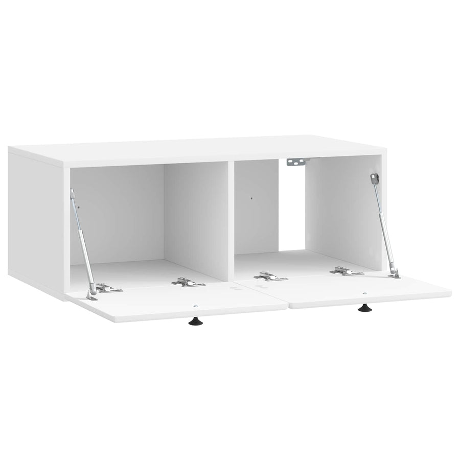 Wandbeugel TV-kast Hoogglans Wit 78,5 x 41 x 30 cm Bewerkt hout
