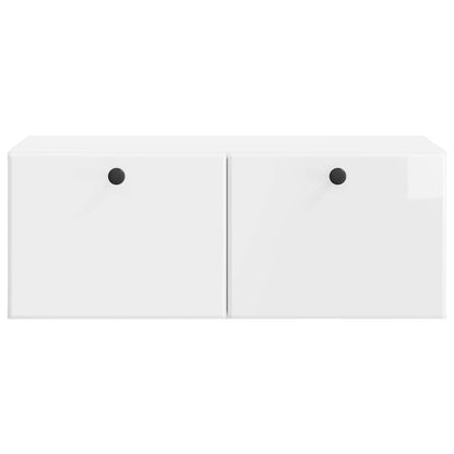 Wandbeugel TV-kast Hoogglans Wit 78,5 x 41 x 30 cm Bewerkt hout