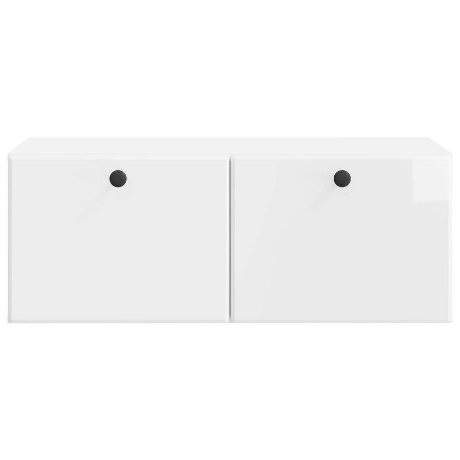 Wandbeugel TV-kast Hoogglans Wit 78,5 x 41 x 30 cm Bewerkt hout