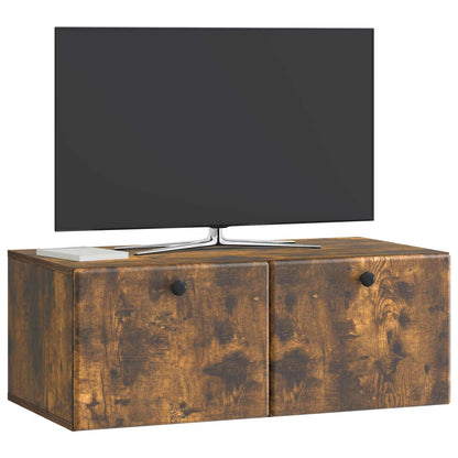 Wandbeugel TV-kast Gerookt eiken 78,5 x 41 x 30 cm Bewerkt hout