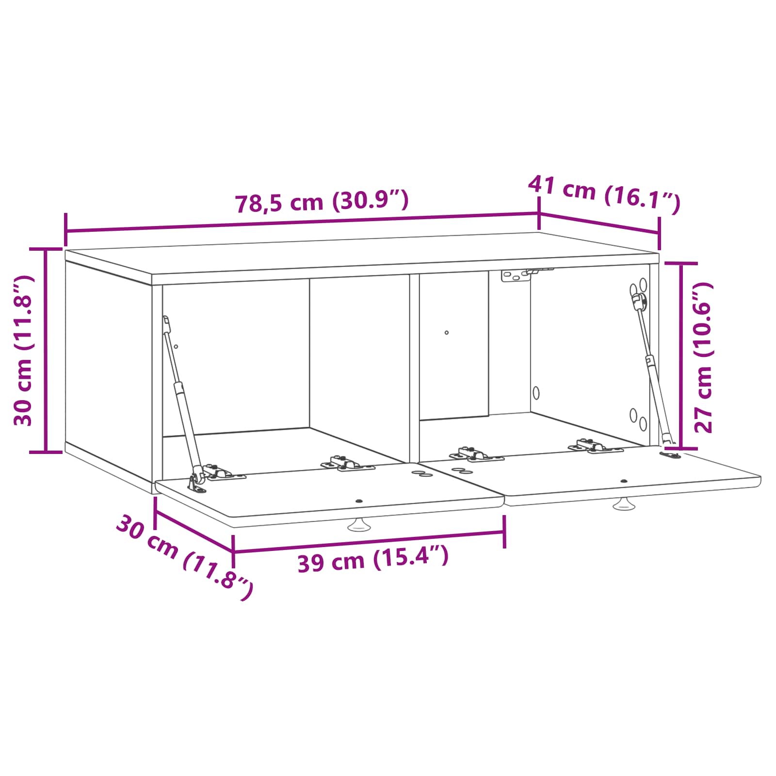Wandbeugel TV-kast Gerookt eiken 78,5 x 41 x 30 cm Bewerkt hout