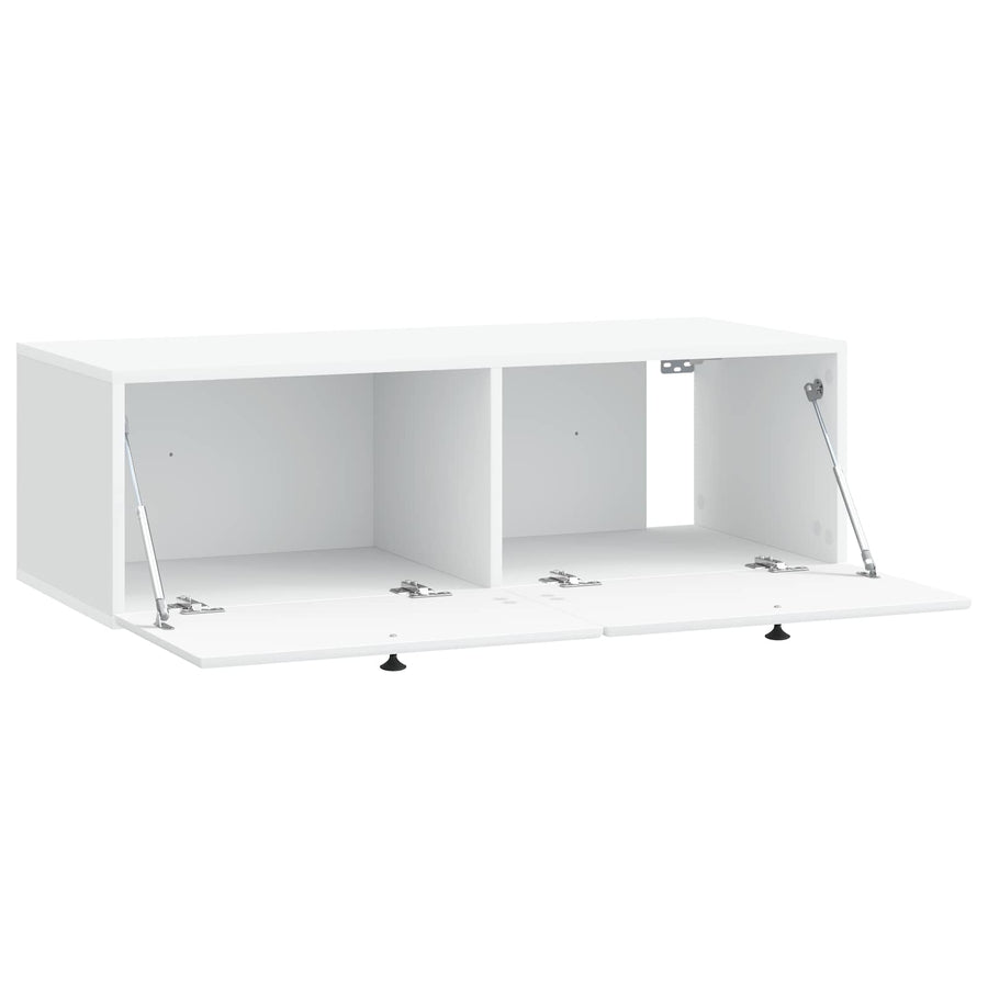 Wandbeugel TV-kast 98 x 41 x 30 cm Wit Bewerkt hout