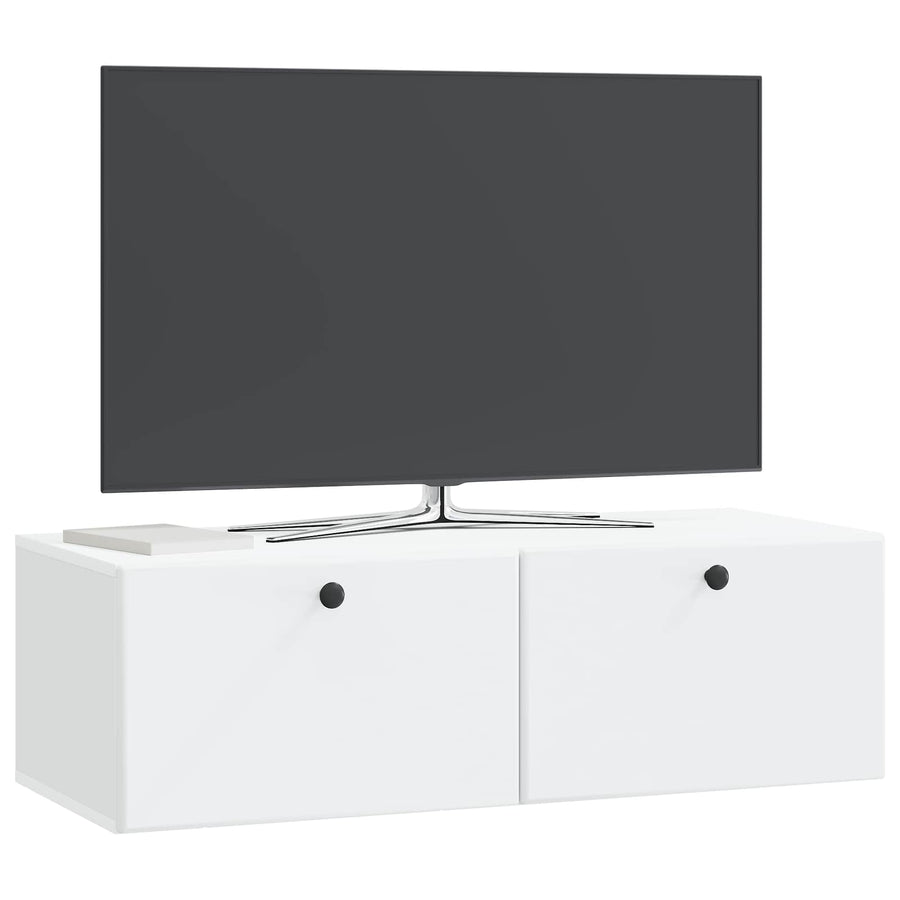 Wandbeugel TV-kast 98 x 41 x 30 cm Wit Bewerkt hout