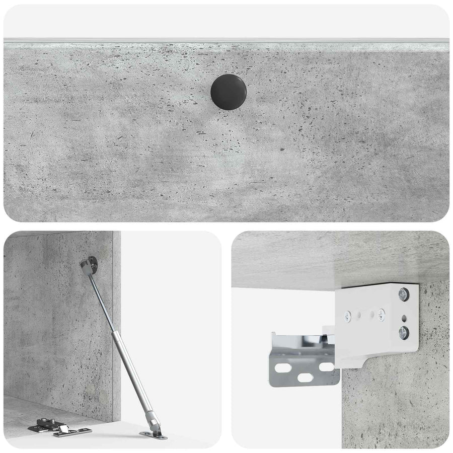 Wandbeugel TV-kast Betongrijs 98 x 41 x 30 cm Bewerkt hout