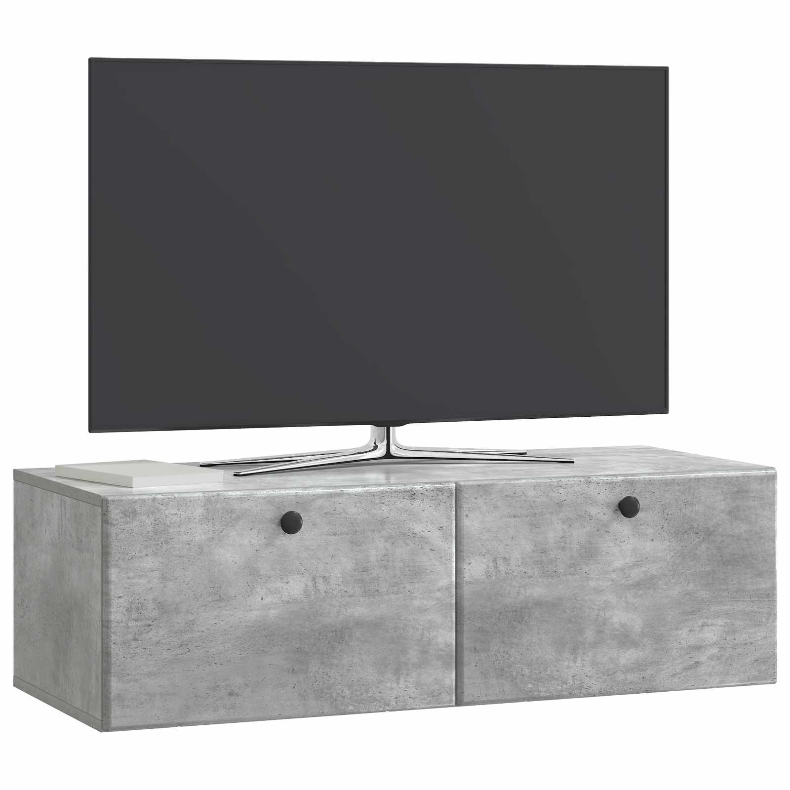 Wandbeugel TV-kast Betongrijs 98 x 41 x 30 cm Bewerkt hout
