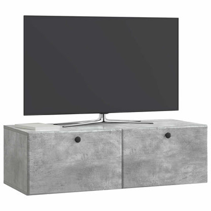 Wandbeugel TV-kast Betongrijs 98 x 41 x 30 cm Bewerkt hout