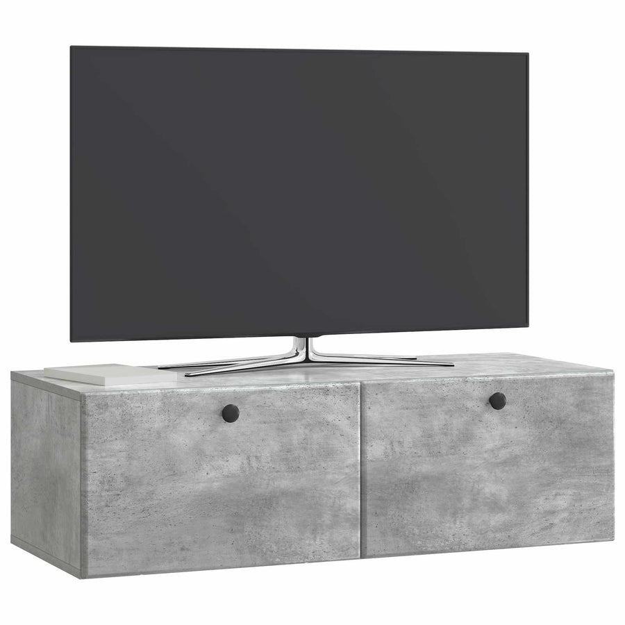 Wandbeugel TV-kast Betongrijs 98 x 41 x 30 cm Bewerkt hout