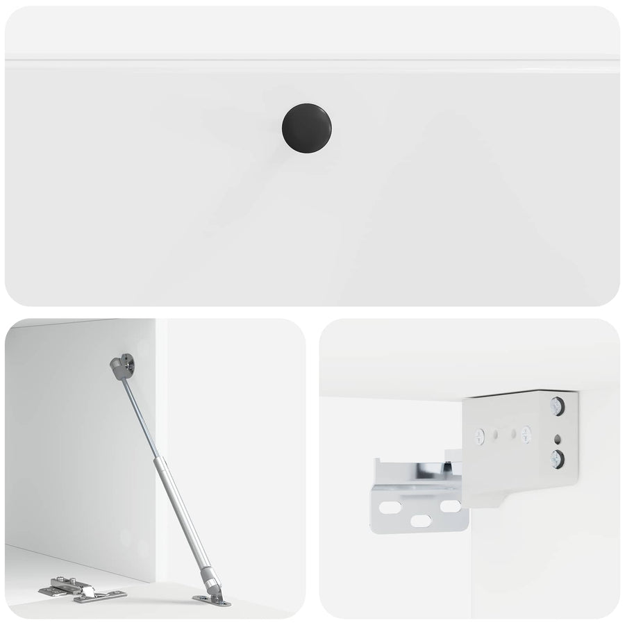 Wandbeugel TV-kast Hoogglans Wit 98 x 41 x 30 cm Bewerkt hout