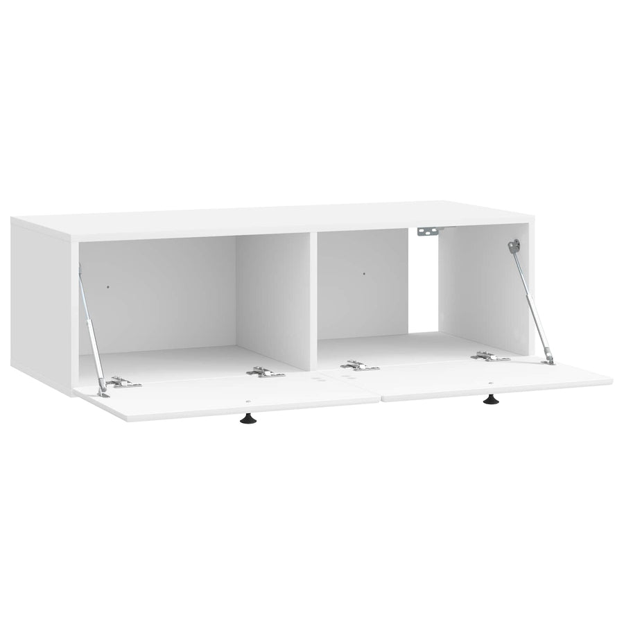 Wandbeugel TV-kast Hoogglans Wit 98 x 41 x 30 cm Bewerkt hout
