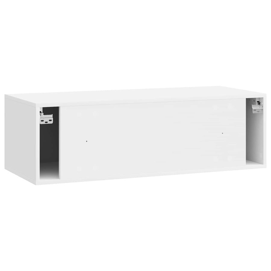 Wandbeugel TV-kast Hoogglans Wit 98 x 41 x 30 cm Bewerkt hout
