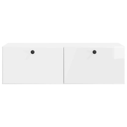 Wandbeugel TV-kast Hoogglans Wit 98 x 41 x 30 cm Bewerkt hout