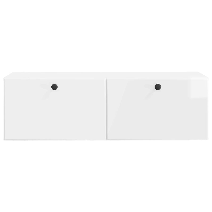 Wandbeugel TV-kast Hoogglans Wit 98 x 41 x 30 cm Bewerkt hout