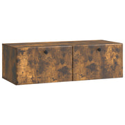 Wandkast TV 98x41x30 cm gerookt eiken bewerkt hout