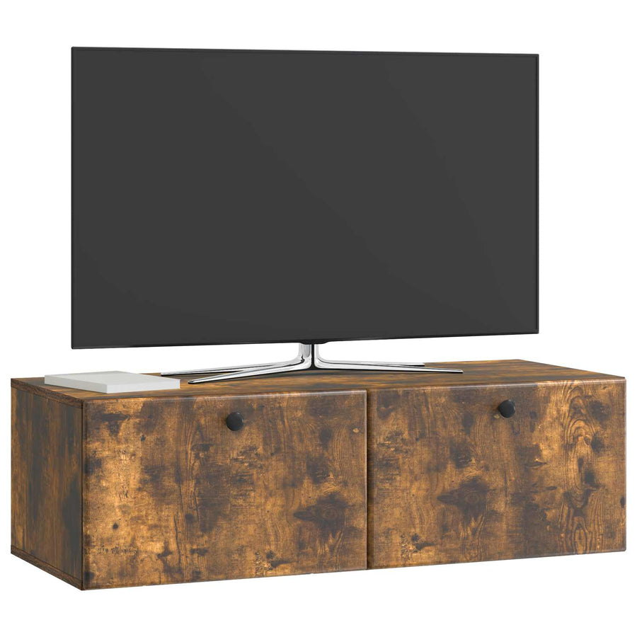 Wandbeugel TV-kast Gerookt eiken 98 x 41 x 30 cm Bewerkt hout