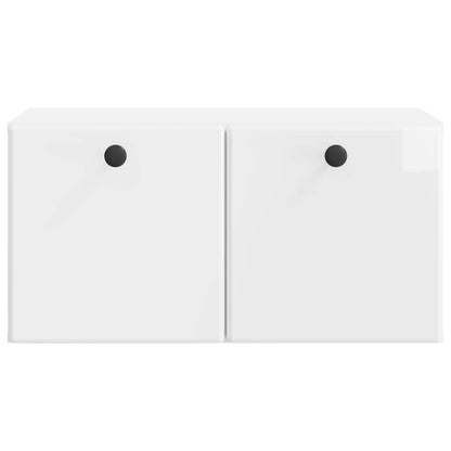 Wandbeugel TV-kast Hoogglans Wit 59,5 x 31 x 30 cm Bewerkt hout