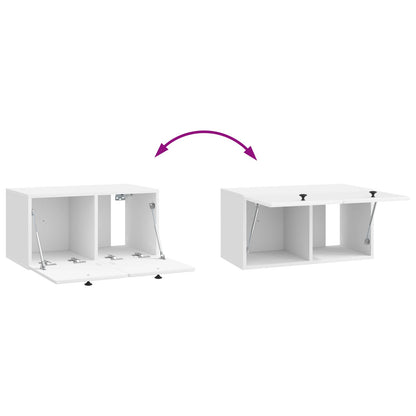 Wandbeugel TV-kast Hoogglans Wit 59,5 x 31 x 30 cm Bewerkt hout
