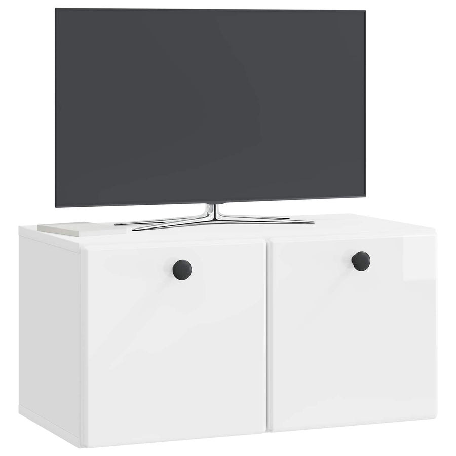 Wandbeugel TV-kast Hoogglans Wit 59,5 x 31 x 30 cm Bewerkt hout