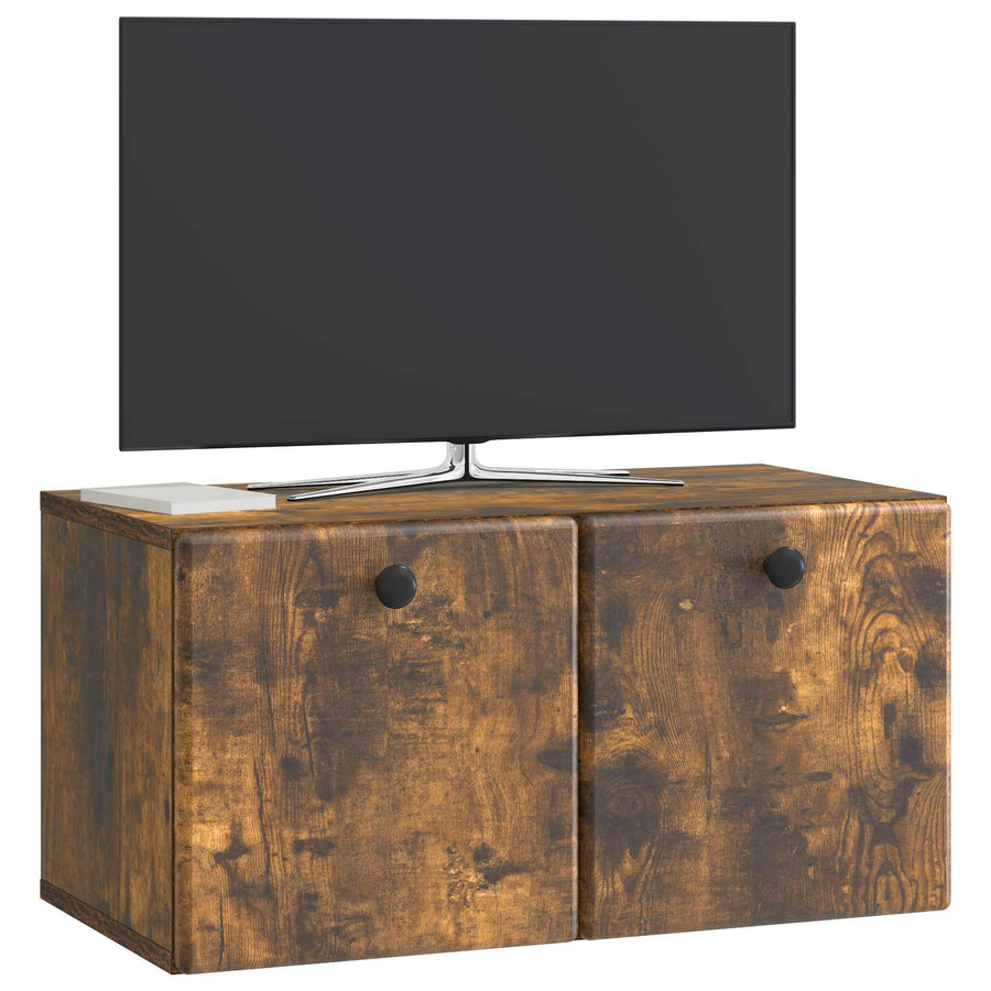 Wandbeugel TV-kast Gerookt eiken 59,5 x 31 x 30 cm Bewerkt hout