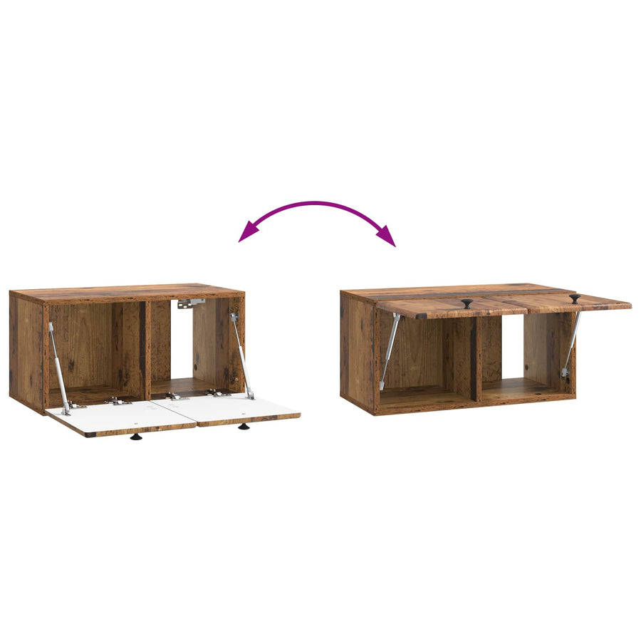 Wandbeugel TV-kast 59,5 x 31 x 30 cm Oud hout Bewerkt hout