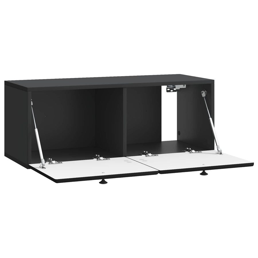 Wandbeugel TV-kast Zwart 78,5 x 31 x 30 cm Bewerkt hout