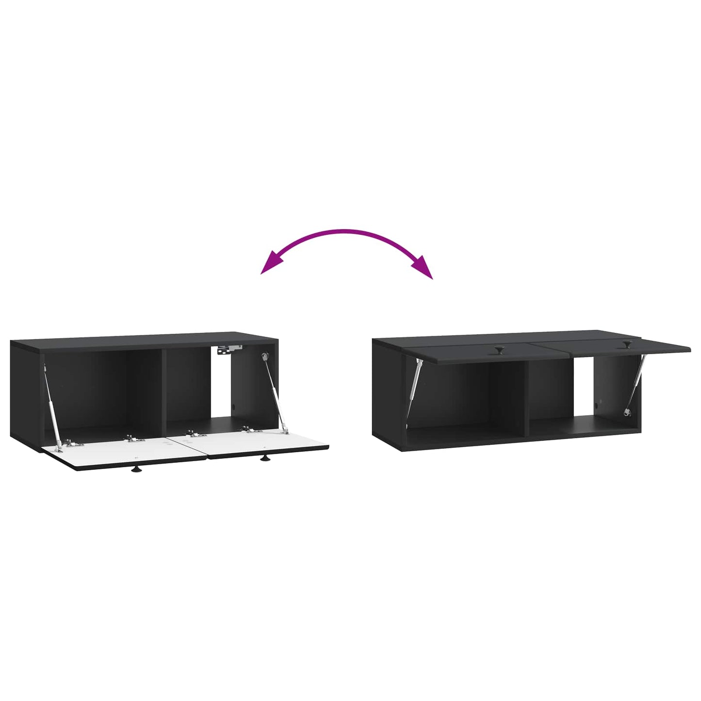 Wandbeugel TV-kast Zwart 78,5 x 31 x 30 cm Bewerkt hout