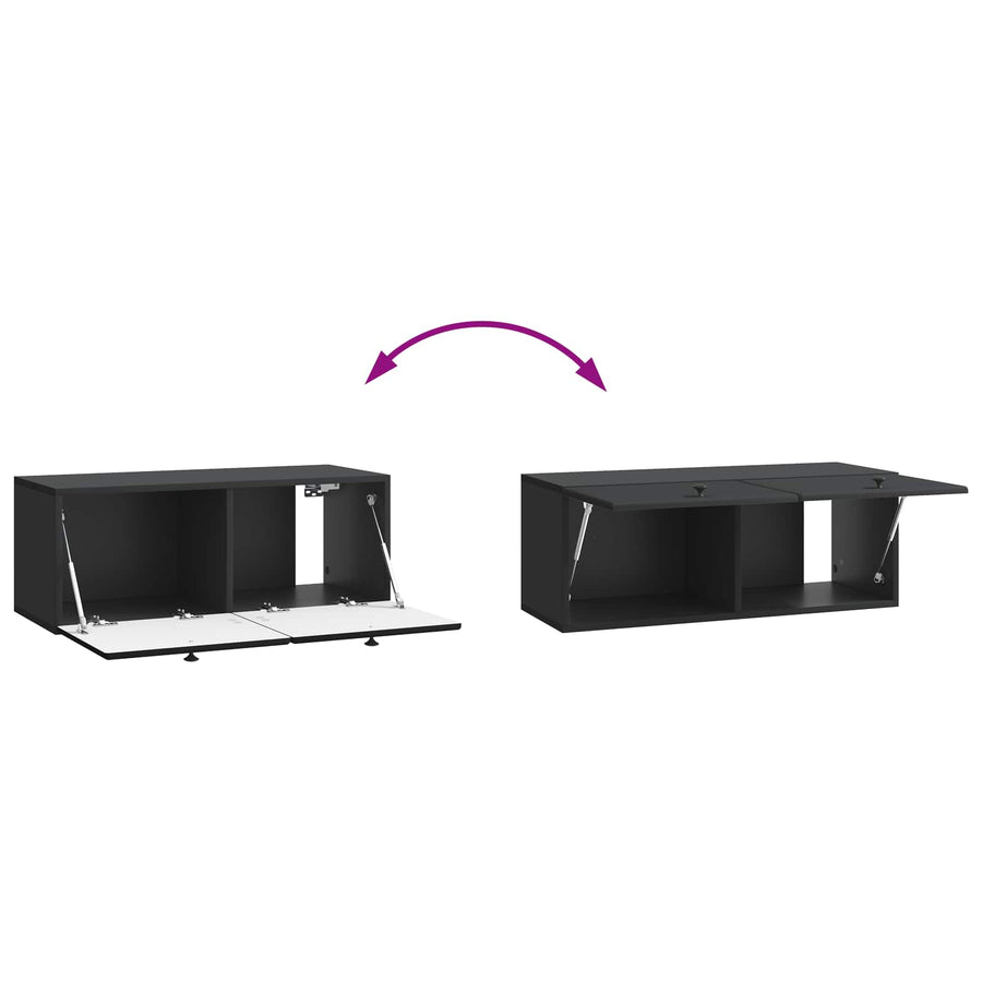 Wandbeugel TV-kast Zwart 78,5 x 31 x 30 cm Bewerkt hout
