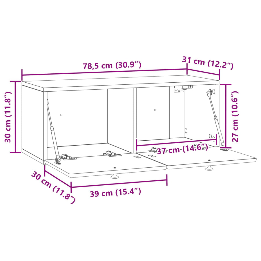 Wandbeugel TV-kast Sonoma Eiken 78,5 x 31 x 30 cm Bewerkt hout
