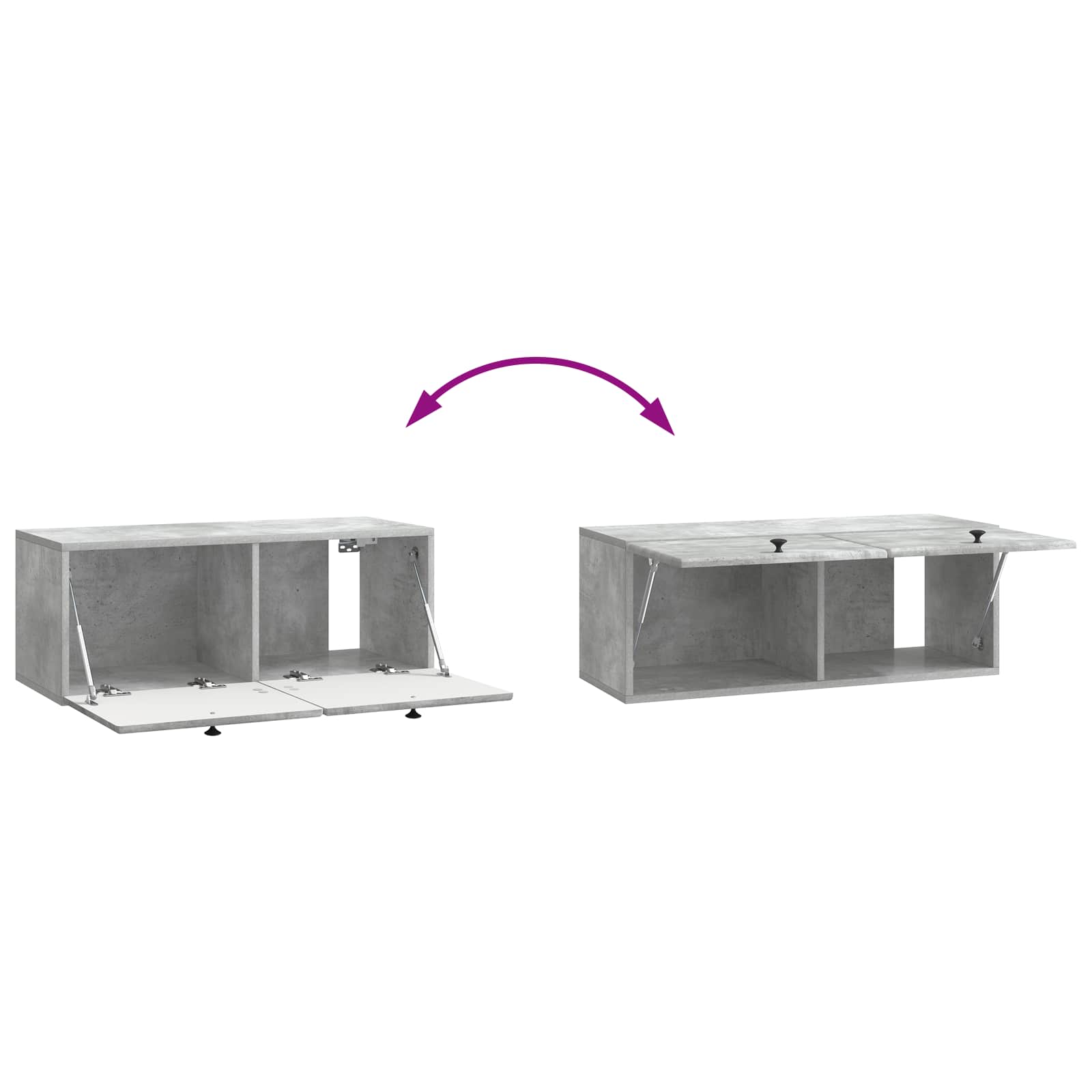 Wandbeugel TV-kast Betongrijs 78,5 x 31 x 30 cm Bewerkt hout