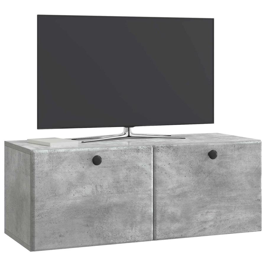 Wandbeugel TV-kast Betongrijs 78,5 x 31 x 30 cm Bewerkt hout