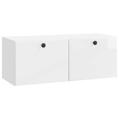 Wandbeugel TV-kast Hoogglans Wit 78,5 x 31 x 30 cm Bewerkt hout