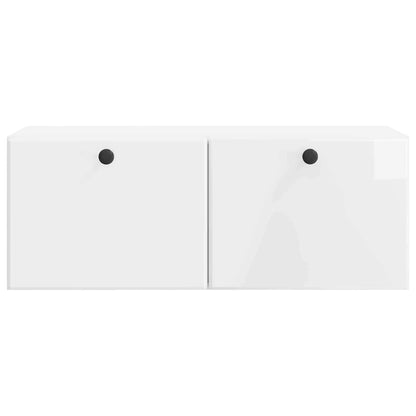 Wandbeugel TV-kast Hoogglans Wit 78,5 x 31 x 30 cm Bewerkt hout