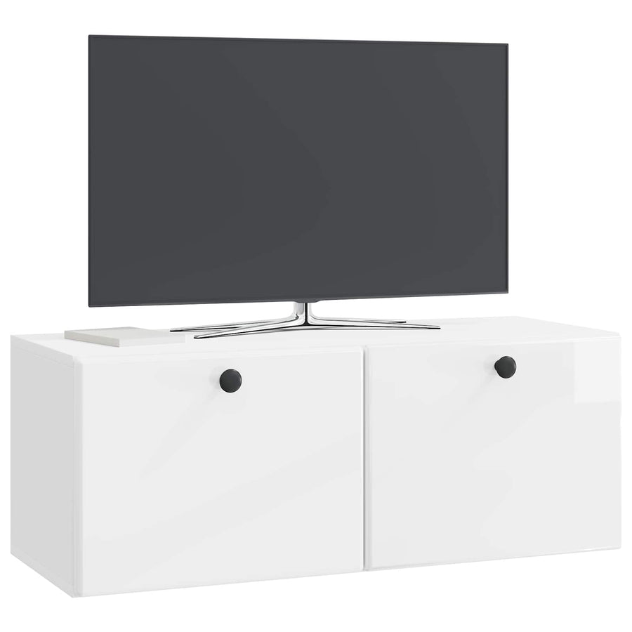 Wandbeugel TV-kast Hoogglans Wit 78,5 x 31 x 30 cm Bewerkt hout