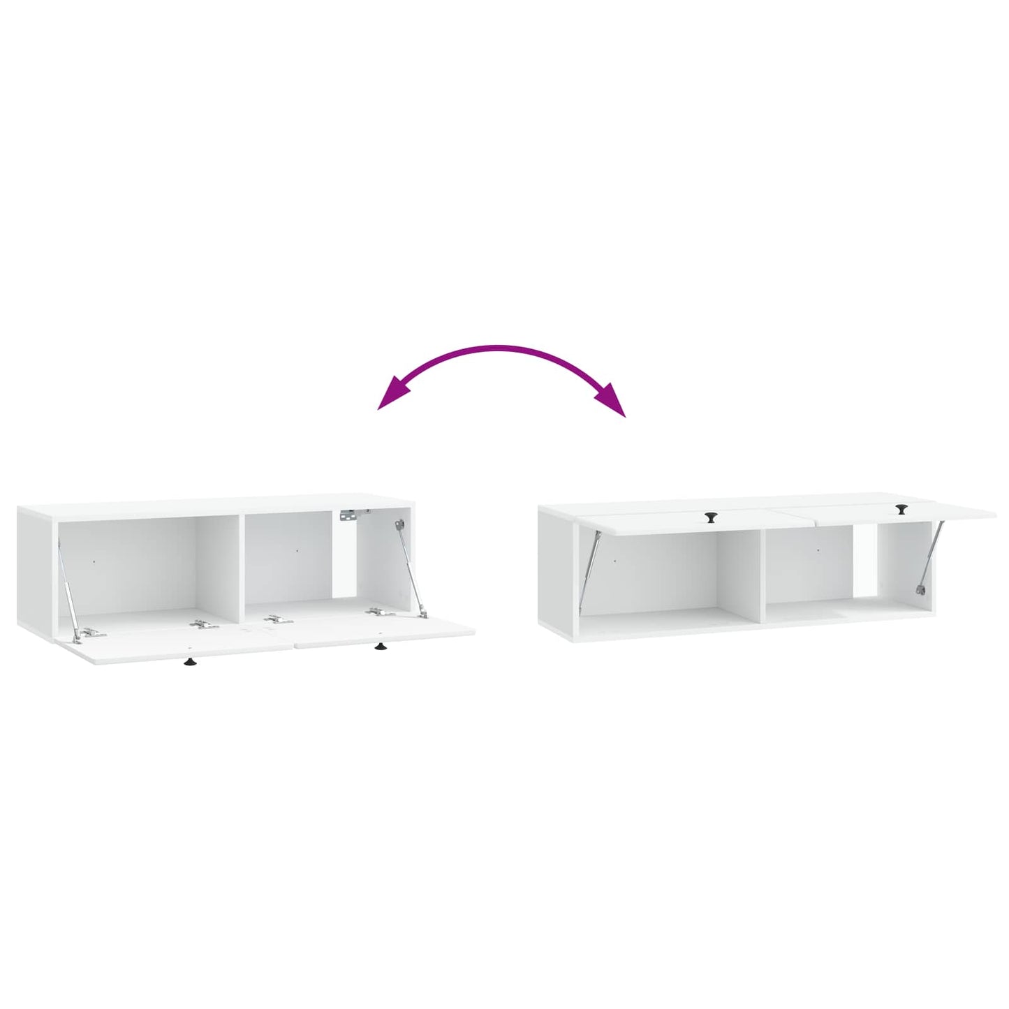 Wandbeugel TV-kast 98 x 31 x 30 cm Wit Bewerkt hout