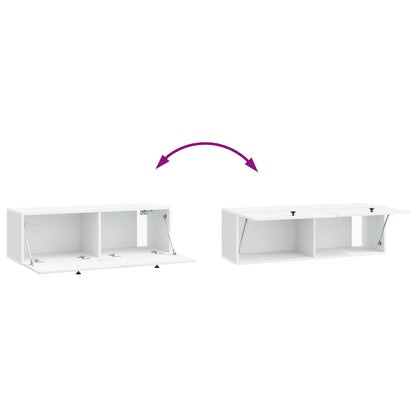Wandbeugel TV-kast 98 x 31 x 30 cm Wit Bewerkt hout