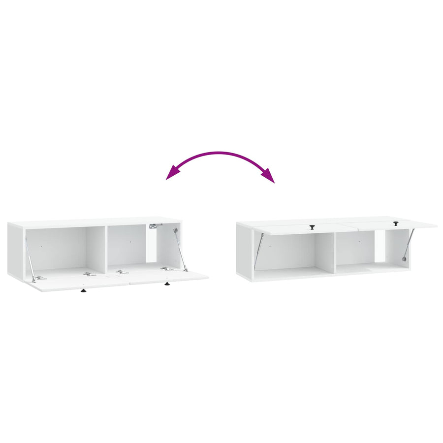 Wandbeugel TV-kast 98 x 31 x 30 cm Wit Bewerkt hout
